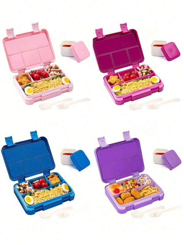 Cutie Bento cu compartimente din desene animate, cutie de prânz portabilă de înaltă calitate, recipient pentru cuptorul cu microunde pentru studenți, copii, picnicuri, camping