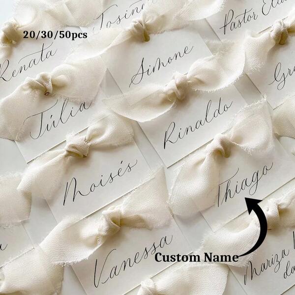 20/30/50pcs Personalized Place Cards With Ribbons, Customizable Placeholder Wedding Decor Table Cards, Party Favor Bridesmaid Cards,Xmas Decoration,Multi-Functional,Durable,Ornamental,Reusable,Exquisite,Stylish,High-Quality,Colorful,Modern,Custom,Personalized,Unique,Ideal Gifts For Him,Ideal Gifts For Her,Boyfriend,Dad,Girlfriend,Mom,Family,Friends,Tea Room,Home,Garden,Office,For Anniversaries,For Valentine's Day,For Mother's Day,For Birthdays,For Father's Day,For Graduation,For Weddings,For Housewarming,Customized Party Supplies,Home Room Decor Gifts