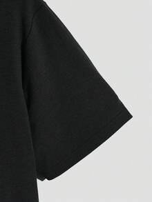 Camiseta Casual de Verano para Hombre - Manga Corta, Estampado Gráfico con Diseño Humorístico de "SIT" y "WALK", Color Oscuro, Mezcla de Poliéster, Cuello Redondo, Lavable a Máquina, Camiseta Humorística| Camiseta gráfica divertida| Ajuste cómodo - Negro - Ver 5