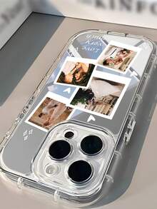 Funda de teléfono personalizada con espejo, creativa y con forma de corazón, romántica para parejas, aplicable a cualquier escenario, con frase corta personalizada y firma personalizada, transparente, gruesa y de cobertura total, reflectante, compatible con Apple 11 12 13 14 15 16 Pro Max - Multicolor - Ver 3