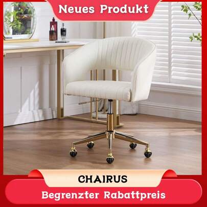 WAHSON OFFICE CHAIRS 1PC Wahson Office Chair With Casters, Ergonomic Office Chair With 360° Swivel Seat, Gold Plated Office Chair, Study Chair For Bedroom And Office