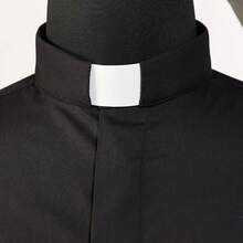 Church Clergy Men's Tab Collar Clergy Shirt Long/Short Sleeveshalloween - 黑色 - 查看 6