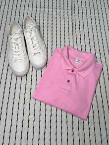 Men's PLAIN POLO Shirt Premium Cotton Pique Fabric Promotion - Baby Pink - View 5