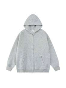 UNISEX Plain Basic Cold Thick Blouse Sweatshirt - Màu Xám nhạt - Xem 2