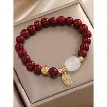 1Pc Red  Nafu  Chinese Style'Na Fu 'Pendant Beaded Bracelet, Lucky Couple And Festival Gifts - Đỏ - Xem 4