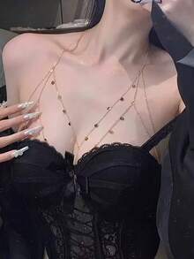 1 件女士性感身体链项链比基尼锁骨链性感装饰项链欧美时尚链 - 彩色 - 查看 6