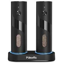 SUSTEAS Sea Salt And Pepper Grinder, Rechargeable With Charging Base, Set Of 2, Can Be Operated With One Hand, 6 Selectable Grind Settings, Kitchen Seasoning - Black - View 7