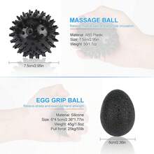 Kit de Entrenamiento de Fuerza de Agarre (Paquete de 8), Entrenador de Entrenamiento de Antebrazo Ajustable, Fortalecedor de Agarre De Mano con Bolsa de Transporte, Ejercitador de Fuerza de Dedos, Estirador de Dedos, Anillo de Agarre y Bola de Agarre para Aliviar el EstréS para Atletas - Negro - Ver 4