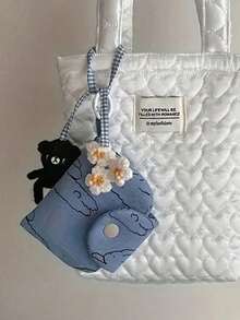 1pc Mini Cute Pattern Coin Purse, Minimalist Hanging Bag, Shoulder Bag, Lightweight Multifunctional Storage Bag, Portable Zipper Storage Pouch - Blue - View 2