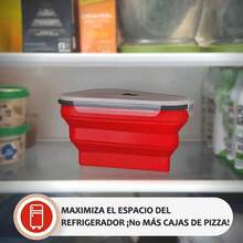 ANTSAY Silicone Pizza Box, Triangular Collapsible Pizza Box With 5 Pizza Trays, Microwave Is Ok And Reusable - 橘色 - 查看 4