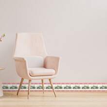 1 rollo de cenefa autoadhesiva con estampado floral rosa y azul - 4.72 X 196.85 pulgadas, decoración de pared resistente al agua y a la humedad, removible y personalizable, adecuada para baño, cocina, sala de estar, dormitorio, encimera y decoración de pared de gabinete - fácil de aplicar y quitar, material de respaldo de lámina de aluminio, cenefa de papel tapiz para zócalo de decoración del hogar.