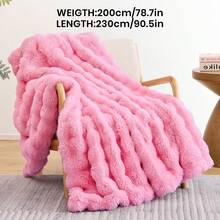 1pc Solid Color Plush Blanket, Available In Multiple Colors, Soft & Warm Faux Fur Luxury Style Throw Blanket, Suitable For Living Room, Bedroom, Sofa And More, Fluffy Long Pile Blanket, Soft & Cozy Sofa Throw, Autumn Decor, Room Decor, Back To School, Study Supplies