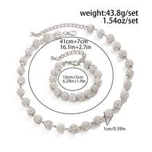 2pcs/Set European & American Men's Versatile Hip-Hop White Diamond Ball Necklace & Bracelet Set, Unique Men's Necklace, Beaded Bracelet Jewelry - White - View 8
