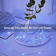 48 Pack Fairy Lights Battery Operated [3 Modes], 7ft 20 Led Twinkle Lights String Lights Waterproof Bulk Small Mini Silver Wire For Christmas Mason Jars Wedding Table Centerpiece (Blue) - 藍色 - 查看 7