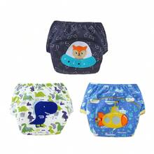 3/6片装可重复使用婴儿尿布，刺绣可重复使用婴儿训练内衣，男孩女孩学习内衣，透气，柔软舒适 - 彩色 - 查看 40