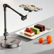 1件，货号D55，黑色铝合金和ABS材质，可调节通用耐用金属手机支架（适用于直播、网课、Vlog等） - 黑色 - 查看 5