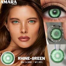 AMARA 绿色瞳孔彩色隐形眼镜，角色扮演彩色隐形眼镜，万圣节彩色隐形眼镜，万圣节服装 - RHINE-GREEN - 查看 3