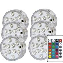 Set de 4 piezas/2 piezas/1 pieza. Juego de luces LED multicolor subacuáticas para verano, equipado con control remoto, incluye luces RGB multicolor, funciona con batería, apto para decoraciones de fiestas interiores y exteriores, bases de jarrones, spas, acuarios, estanques, jacuzzis, adornos, decoraciones de festivales, control de botón. Utiliza fuente de luz LED.