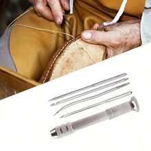 A Set Of Leather Sewing Awl Needle Kits, 1 Set Of Metal Hand Sewing Awls, Hand Needles For DIY Leather Crafts, Shoe And Bag Repair, Suitable For All Seasons - Gray - 1 Set (5 Pieces) - View 11