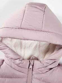 SOLOCOTE 女孩可爱冬季连帽棉衣，带口袋，温暖舒适，适合休闲外出，圣诞礼物 - 粉色 - 查看 10