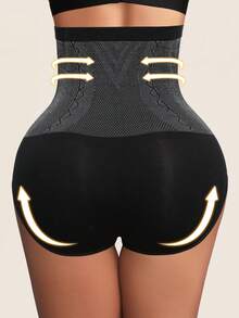 1件装无缝收腹提臀内裤高腰塑形内裤束腰塑身衣女士塑身裤女士内衣女式内裤提臀裤 - 黑色 - 查看 6