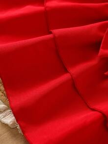 2pcs Baby Girls Cute Floral Ruffle Collar Long Sleeve Top And Pinafore Dress Set, Suitable For Autumn/Winter Holiday Events - Red - View 6