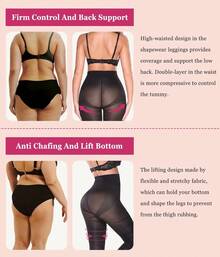 Anti-Cellulite-Leggings Damen Yoga Hose mit hoher Taille, Bauchkontrolle formende Kompressions-Body-Shaper, Abdominal Control Po-Lifting - Schwarz - Übersicht 7