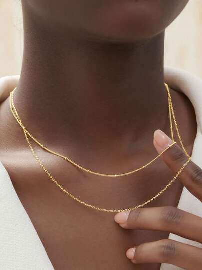 1pc Bohemian Style Beaded Double Layer Necklace, Fashion Commuter Jewelry, Beach Party Accessory For Women (Handmade Chain Cut To Appropriate Length, Bead Quantity May Vary)