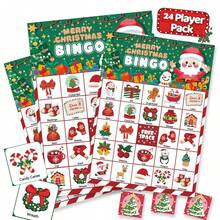 Christmas Bingo Game, 24/30 Players Christmas Bingo Cards For Adults Christmas Party Game For Family Large Group Winter Holiday Party Favor Bingo