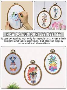 3 قطع/4 قطع أطواق تطريز خشبية بنية داكنة بطراز رجعي، أطواق تطريز DIY بطراز عتيق، أطواق غرزة متقاطعة، أطواق تطريز، أطواق لتعليق أحلام الريح، مصنوعة من ABS وPVC متين، مع خطافات معدنية برونزية للتعليق، يمكن استخدامها كديكور للحقائب والملابس والهواتف والمفاتيح، ديكور هالوين وعيد الميلاد، ديكور المكتب والسرير، تعليق السيارة، تشمل 16 إبرة تطريز للخياطة والاستخدام المنزلي