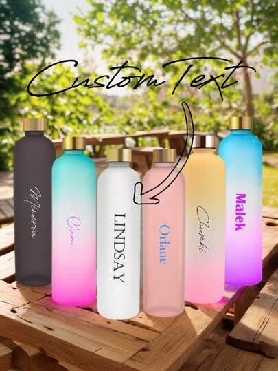 1 stuk gepersonaliseerde grote waterfles van 1000 ml met tekst en afbeeldingen, modieuze witte sportwaterfles van pc met tijdschaal, geschikt voor buitenreizen, kamperen, picknicken, grote beker voor sap/koffie/koud water, gepersonaliseerd cadeau voor verjaardagen en feestdagen
