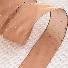 水钻雪纺丝带领结发饰，花店花束包装材料丝滑雪纱丝带带银点情人节