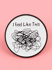 1pc Creative Brain Thought Metal Brooch Pin, Cartoon English Letter Badge Decoration, Perfect Gift Jewelry Costume Accessories Bag Charms Office Accessories