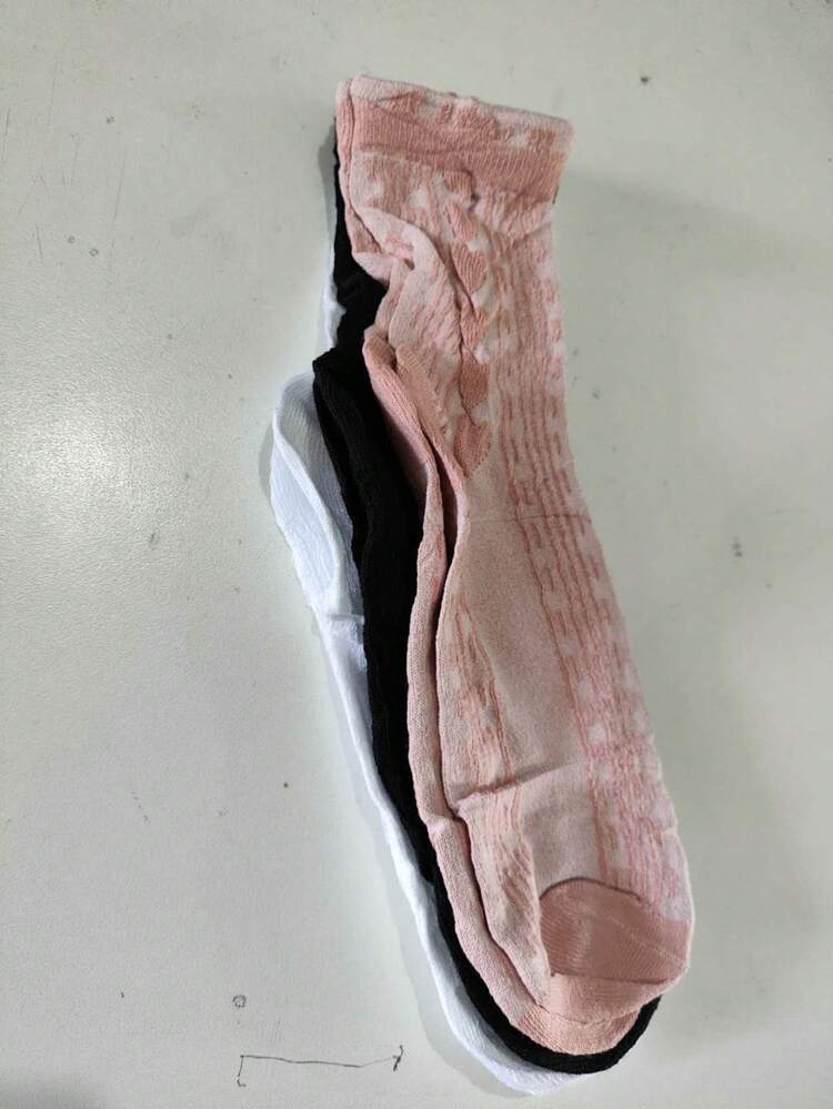 6 Pairs Of Women's Socks, Good Quality, Great Value, Long Shaft, White With Texture - Multicolor - View 4