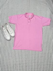 Men's PLAIN POLO Shirt Premium Cotton Pique Fabric Promotion - Baby Pink - View 4