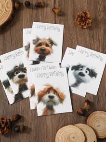 24 piezas/12 sets Tarjetas de felicitación de cumpleaños para perros, 6 diseños diferentes, tarjetas de felicitación de fiesta de cumpleaños feliz, tarjetas de felicitación de celebración de vacaciones, tarjetas de felicitación, adecuadas para todas las ocasiones, tarjetas de agradecimiento, tarjetas de felicitación, tarjetas de condolencia, suministros de oficina, accesorios y etiquetas de regalo de vacaciones, recuerdos de fiesta, incluye 12 piezas de tarjetas de felicitación y 12 piezas de sobres