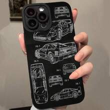 Cool Car Model Pattern Mobile Phone Case Suitable For Iphone11 12 13 14 15 16pro Max Black Mobile Phone Case With Camera Protection Pro Max Plus Series Angel Eye Soft Shell - Must-Have Mobile Phone Case For Car Enthusiasts - Black - View 2