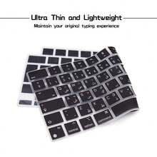 1PC Multilingual Black EU Layout Keyboard Cover Skin Compatible With MacBook Air 13.6"/15.3" (M5 M4 M3 M2 M1, A2681/A2941/A3113) 2021-2026 & Pro 14"/16" (M5 M4 M3 M2 M1, A2442/A2485/A2991/A3403) 2021-2026, Neo 13" A18 Pro A3404 (512G) With Touch ID, Silicone Keyboard Protector-Arabic Persian Ruassian Ukrainian - ISO Layout (EU Version) - View 8