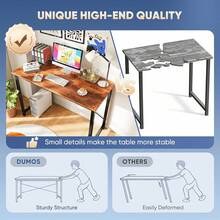 Sweetcrispy 44 In Computer Desk For Home Office, Modern Study Work Table Simple Style For Bedroom, Writing Desks With X-Shaped Reinforcement - 鏽棕色 - 查看 8