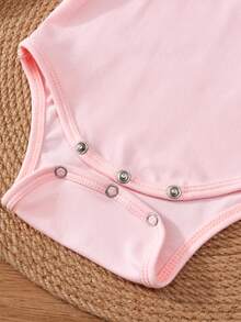 新生男宝宝标语印花短袖连体衣 - 粉色 - 查看 6