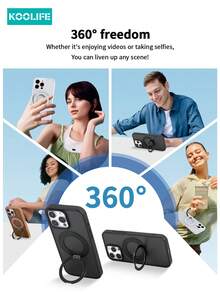 Koolife 1pc 360° Rotating Magnetic Phone Case, 2.5mm Backplate, PC+TPU Material, Precise Cutouts, Skin-Friendly Matte Anti-Slip Anti-Sweat, Raised Camera Protection, Compatible With IPhone 13/13 Pro/13 Pro Max, 14/14 Pro/14 Pro Max, 15/15 Plus/15 Pro/15 Pro Max, 16/16 Plus/16 Pro/16 Pro Max/16e, 17/17 Air/17 Pro Max - Black - View 6