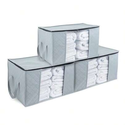 3Pcs Underbed Clothes Storage Bags Zipped Organizer Wardrobe Cube Closet Boxes 3Pcs Clothes Storage Bags Zipped Organizer Underbed Wardrobe Cube Close