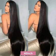 40 Inch Lace Front Wigs Human Hair Brazilian 13x4 Frontal Wig HD 13x6 Human Hair HD Transparent Bone Straight Lace Front Wigs - Natural Black - 查看 10