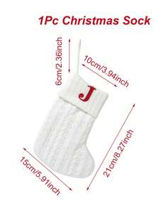 1pc White Knit Christmas Stocking, Xmas English Letters Snowflake Hanging Stockings, For 2025 Christmas Party Decoration,2026 New Year Party Favors Supplies, Christmas Room Decoration, Personalized Initial Christmas Stocking, Family Holiday Xmas Home Room Decor,Christmas Tree Ornaments, Christmas Eve Surprise Gifts Package,Christmas Sock Costumes, Christmas Gift Party Favor - White Christmas Letter Knitted Socks - View 17