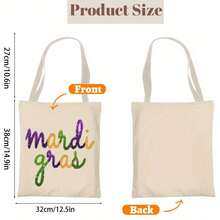 [Festive Mardi Gras Tote] Festive Mardi Gras Polyester Tote Bag |   Large Capacity, Durable, Simple Style Handbag Outdoor Picnic, Party, Shopping, Travel |