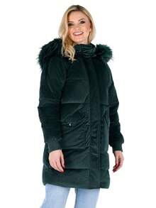 Women's Puffer Jacket Quilted Lightweight Padding Hood Packable Bubble Coat - Green - View 1