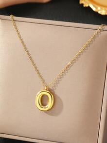 1 件不锈钢 26 字母吊坠项链，时尚优雅，送给她的绝妙礼物