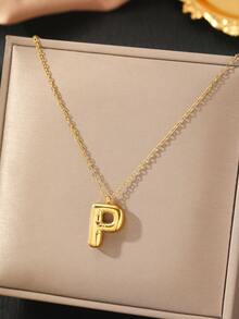 1 件不锈钢 26 字母吊坠项链，时尚优雅，送给她的绝妙礼物