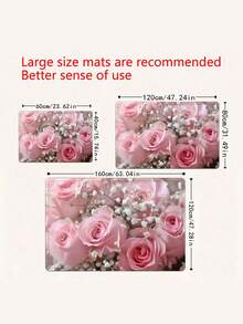 1 件粉色玫瑰防滑地毯，PVC 底背，可机洗橡胶和无纺布花卉图案室内地垫，适用于入口、走廊、卧室、客厅、洗衣房，可水洗，圣诞装饰厨房地毯 - 彩色 - 查看 11