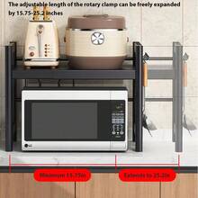 2 Tier Extendable Microwave Oven Rack Heavy Duty Kitchen Stand Storage Shelf UK - Default - View 4
